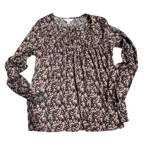 LC‎ Lauren Conrad Floral Print Blouse Long Sleeve Peasant Top XS